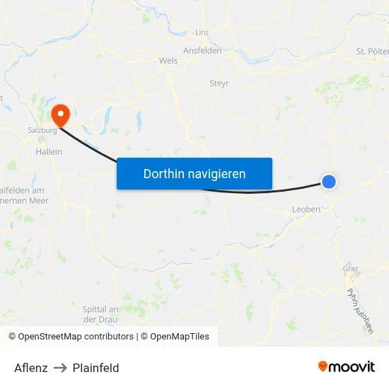 Aflenz to Plainfeld map