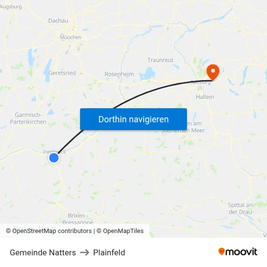 Gemeinde Natters to Plainfeld map