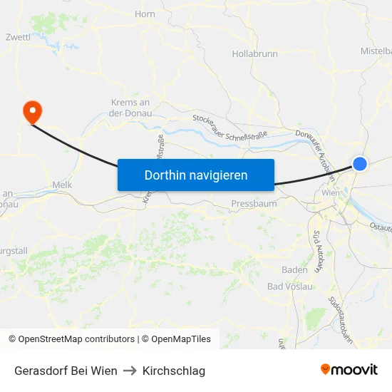 Gerasdorf Bei Wien to Kirchschlag map