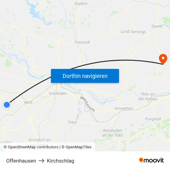 Offenhausen to Kirchschlag map