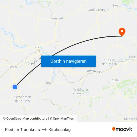 Ried Im Traunkreis to Kirchschlag map