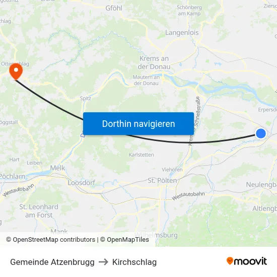 Gemeinde Atzenbrugg to Kirchschlag map