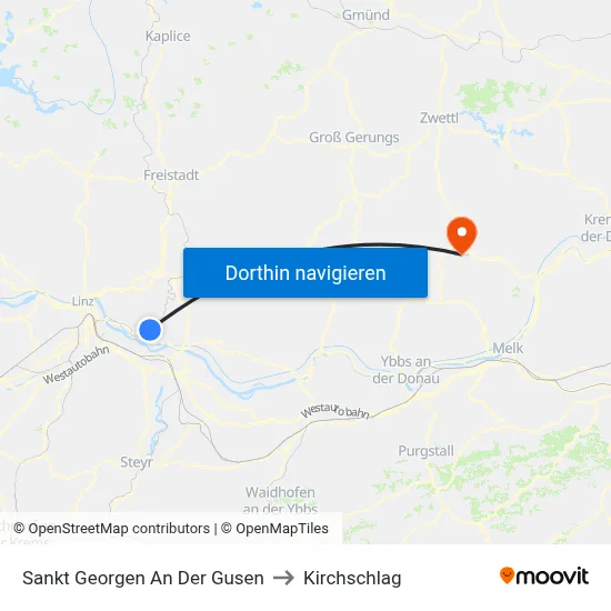 Sankt Georgen An Der Gusen to Kirchschlag map