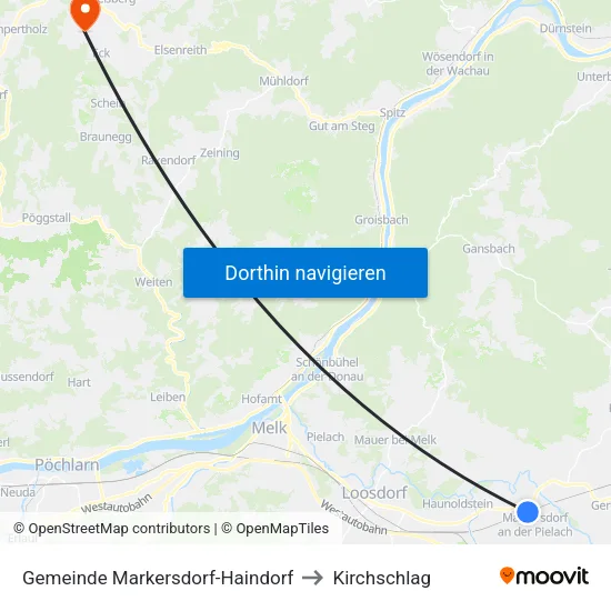 Gemeinde Markersdorf-Haindorf to Kirchschlag map