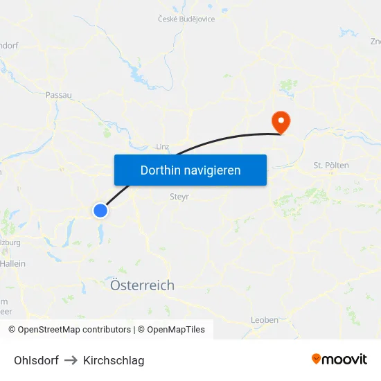 Ohlsdorf to Kirchschlag map
