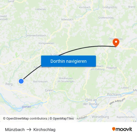 Münzbach to Kirchschlag map