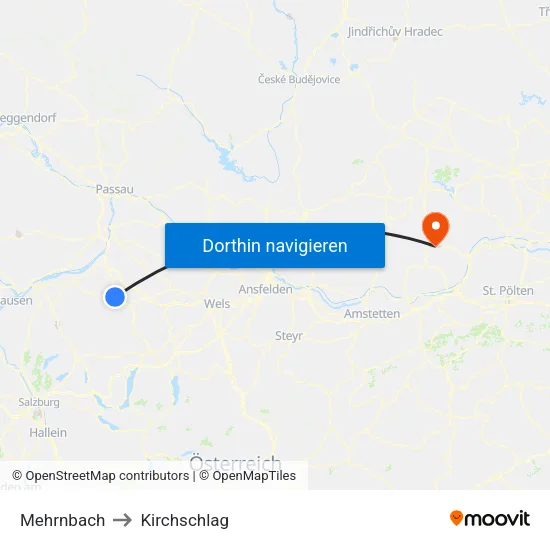 Mehrnbach to Kirchschlag map