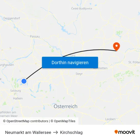 Neumarkt am Wallersee to Kirchschlag map