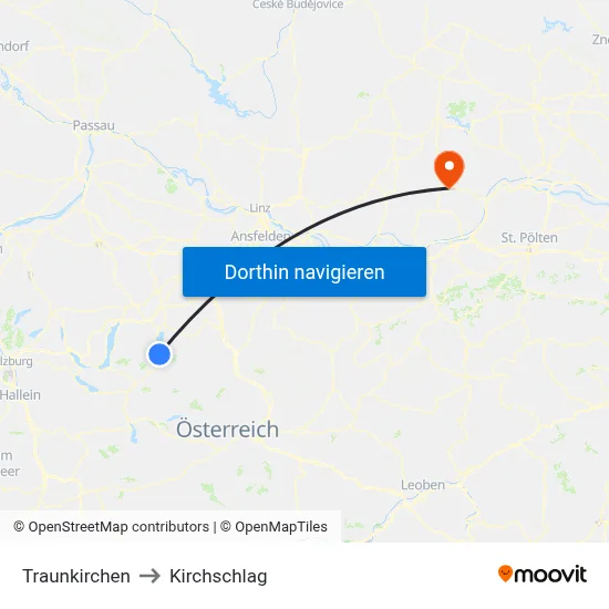 Traunkirchen to Kirchschlag map