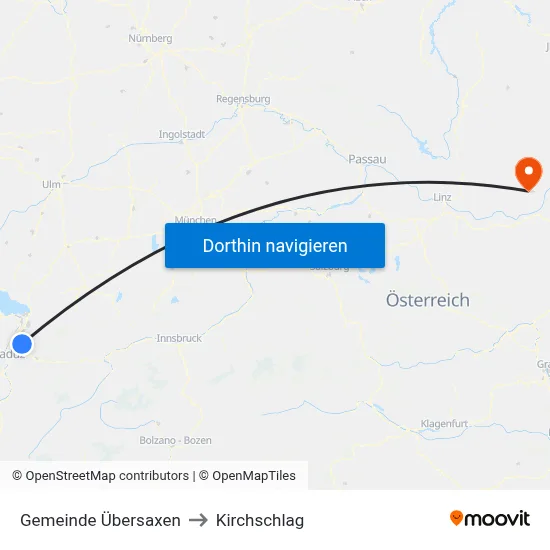 Gemeinde Übersaxen to Kirchschlag map