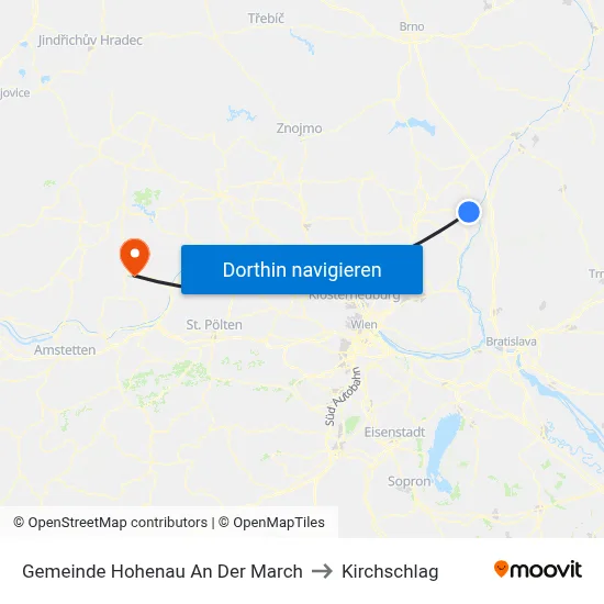 Gemeinde Hohenau An Der March to Kirchschlag map