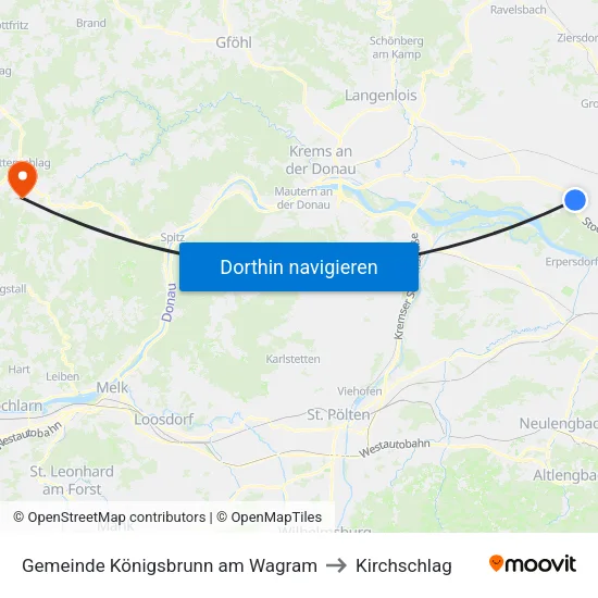Gemeinde Königsbrunn am Wagram to Kirchschlag map