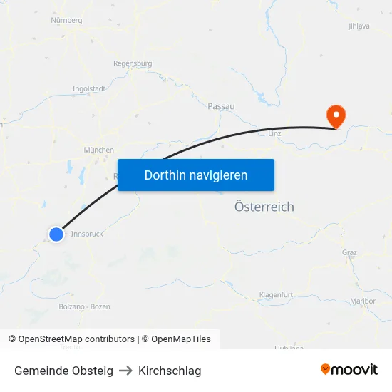 Gemeinde Obsteig to Kirchschlag map