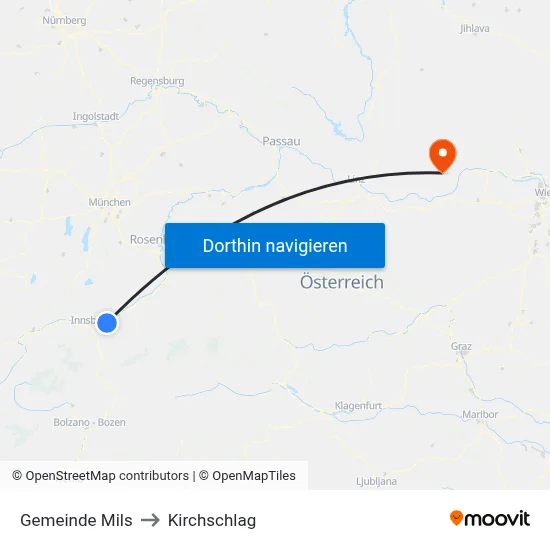 Gemeinde Mils to Kirchschlag map