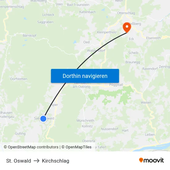 St. Oswald to Kirchschlag map