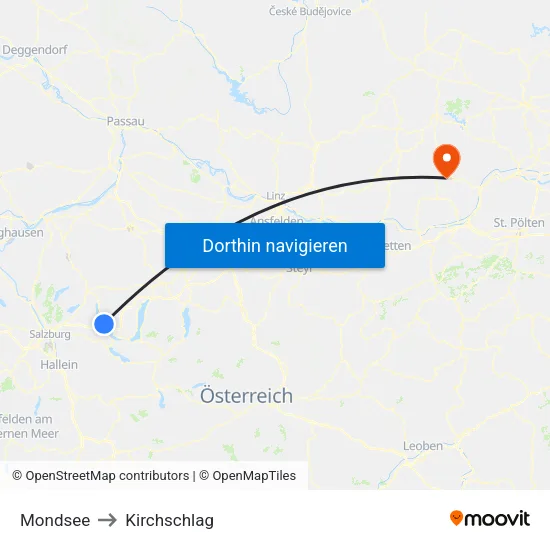 Mondsee to Kirchschlag map