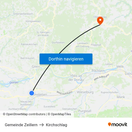 Gemeinde Zeillern to Kirchschlag map