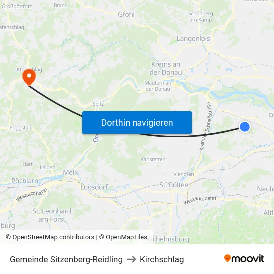 Gemeinde Sitzenberg-Reidling to Kirchschlag map