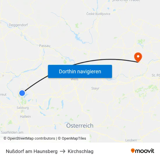 Nußdorf am Haunsberg to Kirchschlag map