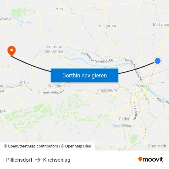 Pillichsdorf to Kirchschlag map