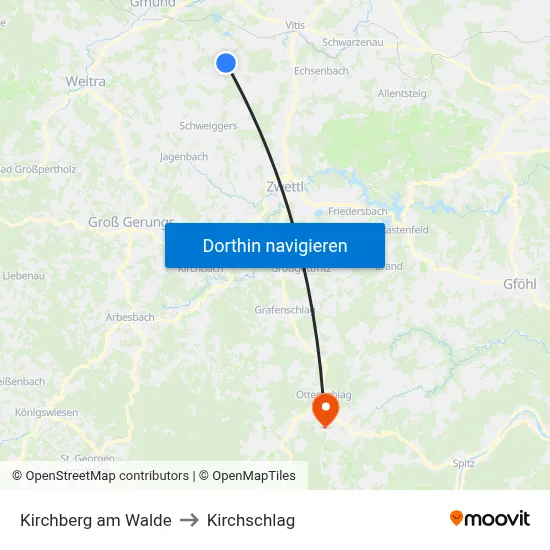 Kirchberg am Walde to Kirchschlag map
