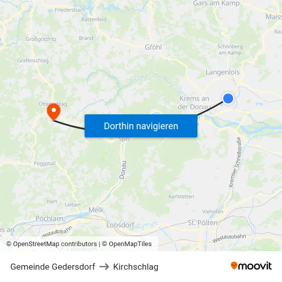 Gemeinde Gedersdorf to Kirchschlag map