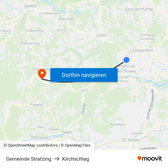 Gemeinde Stratzing to Kirchschlag map