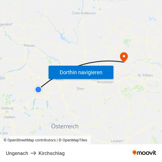 Ungenach to Kirchschlag map