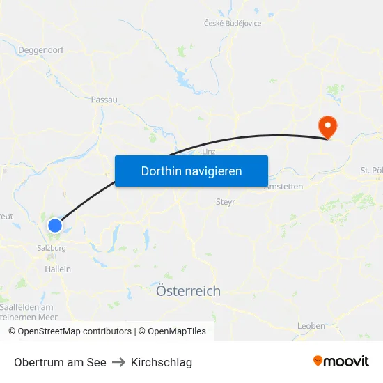 Obertrum am See to Kirchschlag map
