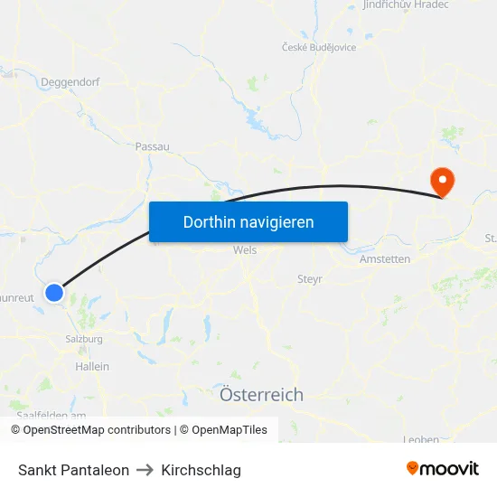 Sankt Pantaleon to Kirchschlag map