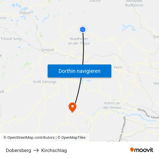 Dobersberg to Kirchschlag map