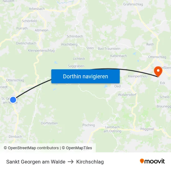 Sankt Georgen am Walde to Kirchschlag map