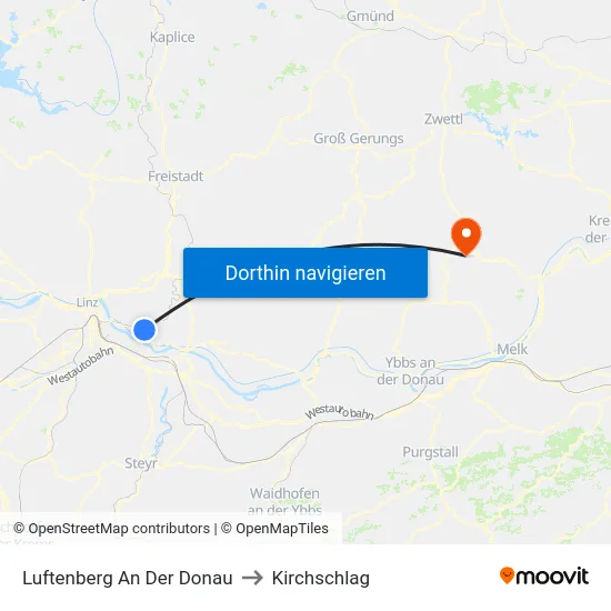 Luftenberg An Der Donau to Kirchschlag map