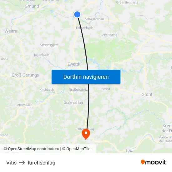Vitis to Kirchschlag map
