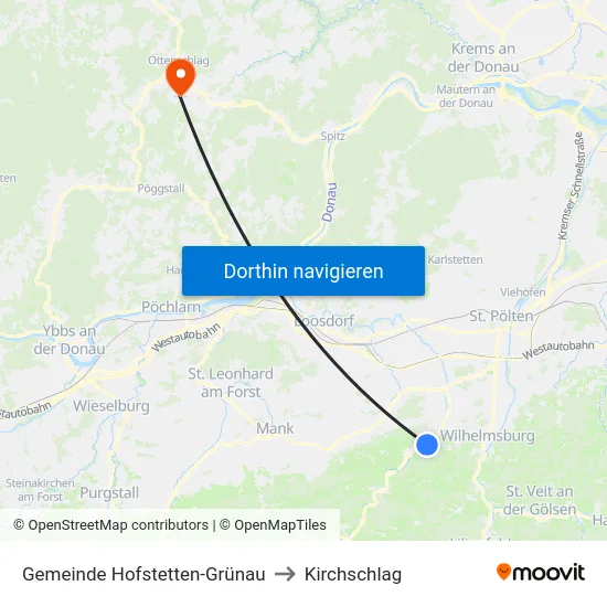Gemeinde Hofstetten-Grünau to Kirchschlag map