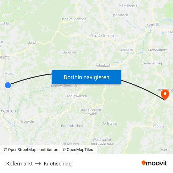 Kefermarkt to Kirchschlag map