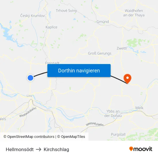 Hellmonsödt to Kirchschlag map
