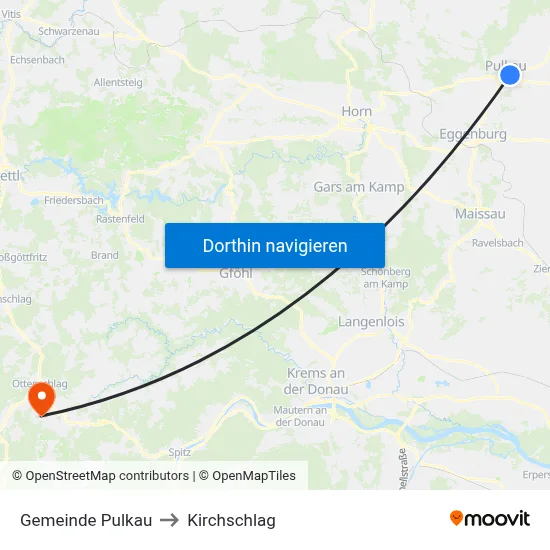 Gemeinde Pulkau to Kirchschlag map