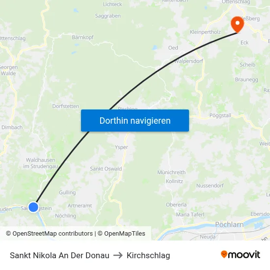 Sankt Nikola An Der Donau to Kirchschlag map