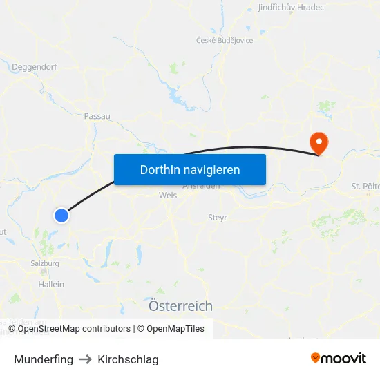 Munderfing to Kirchschlag map