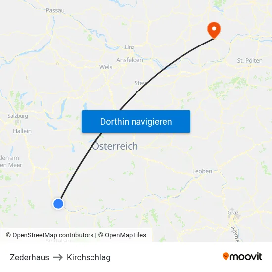 Zederhaus to Kirchschlag map
