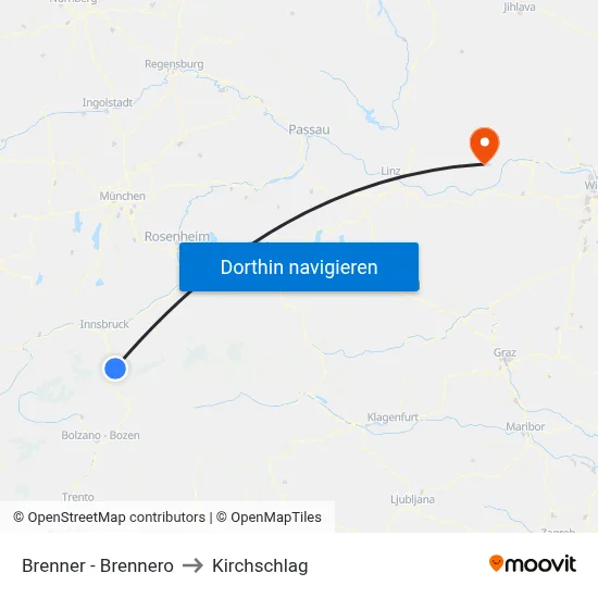 Brenner - Brennero to Kirchschlag map