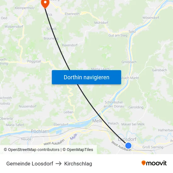 Gemeinde Loosdorf to Kirchschlag map