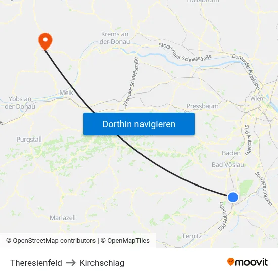 Theresienfeld to Kirchschlag map