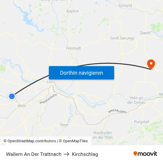 Wallern An Der Trattnach to Kirchschlag map