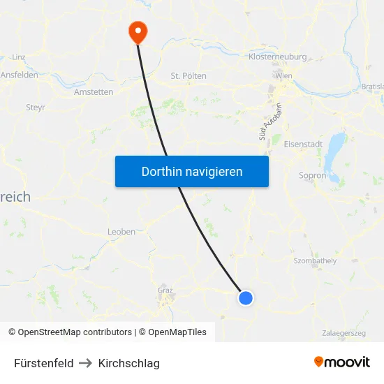 Fürstenfeld to Kirchschlag map