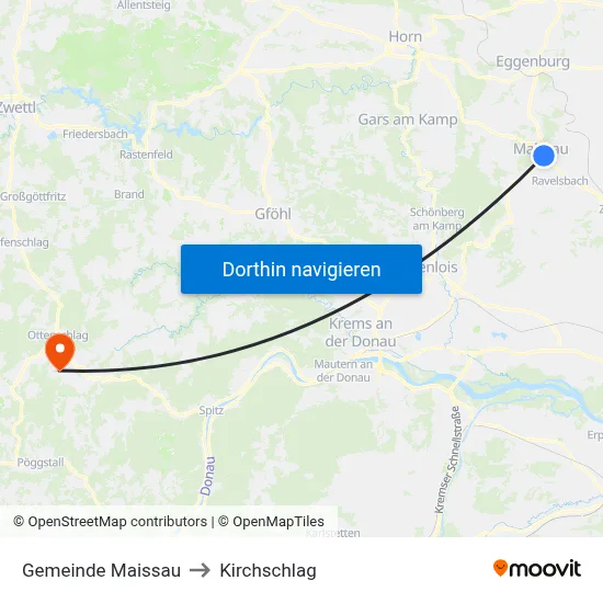 Gemeinde Maissau to Kirchschlag map