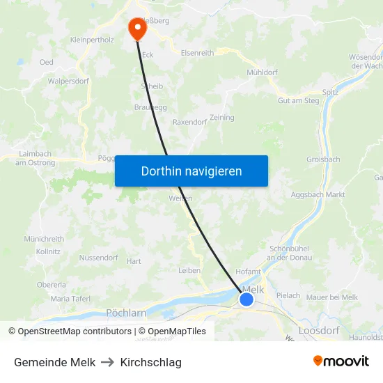 Gemeinde Melk to Kirchschlag map
