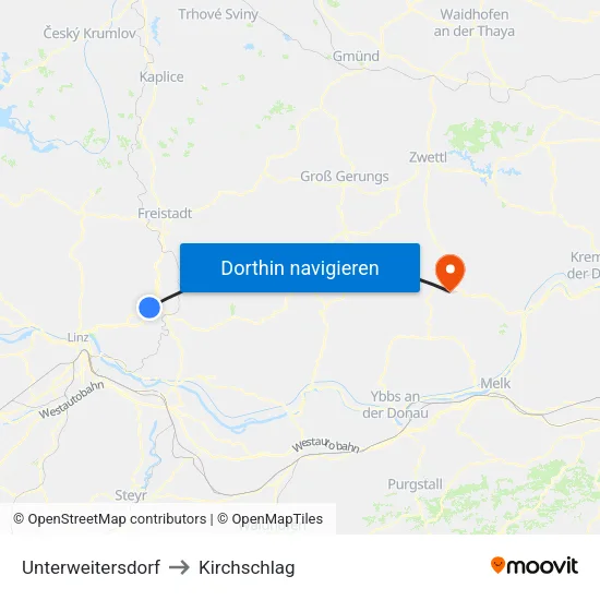 Unterweitersdorf to Kirchschlag map