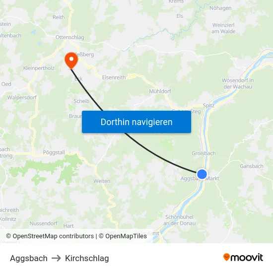 Aggsbach to Kirchschlag map